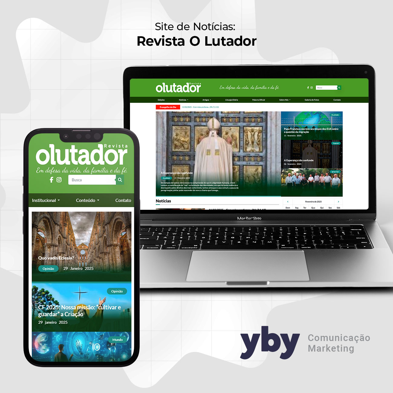 Site Revista O Lutador em notebook e celular
