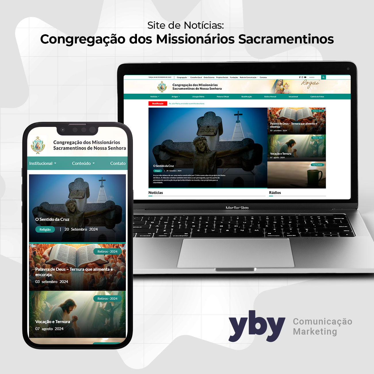 Site Sacramentinos em notebook e celular