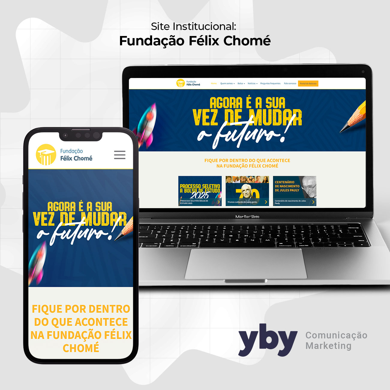 Site Fundação Felix Chome em notebook e celular